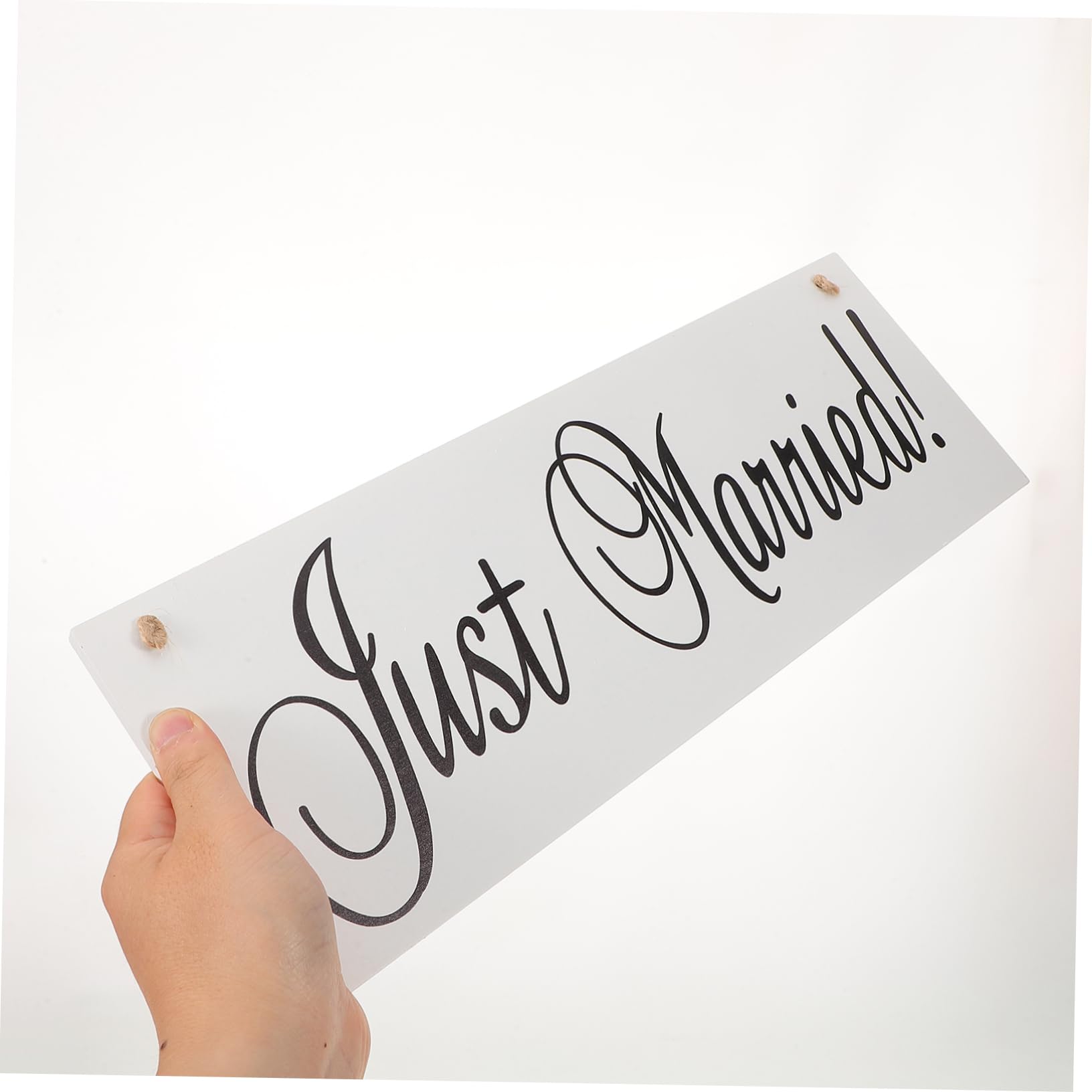 Cartello Appeso Just Married in Legno, Rettangolare Bianco