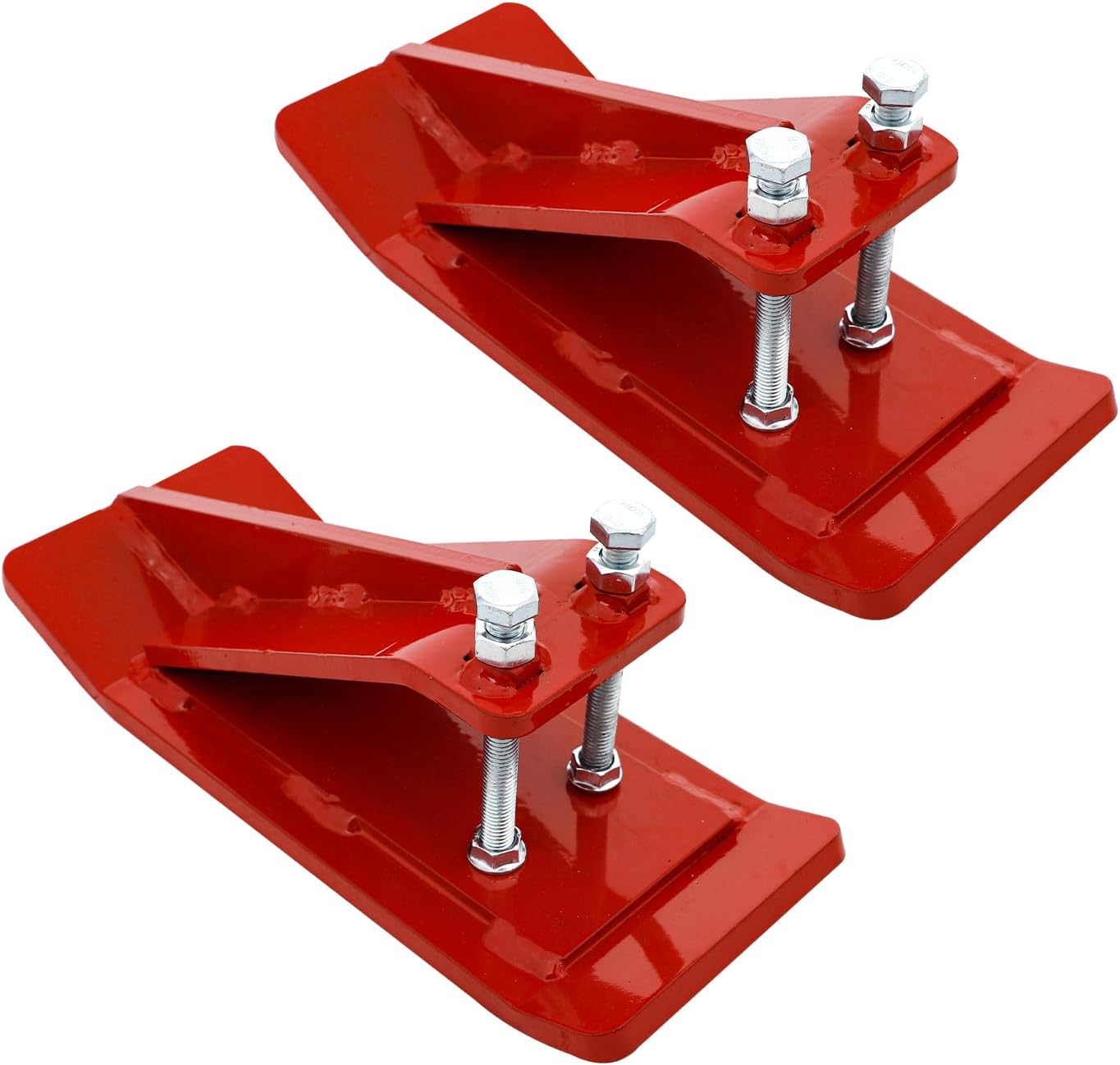 2 Pcs Ski Edge Protector for Snow Removal Spreading Gravel, Heavy Duty Tractor Bucket Protector, Upgraded Snow Skids, Loader Edge With Lock Nuts for Snow Plowing, Red