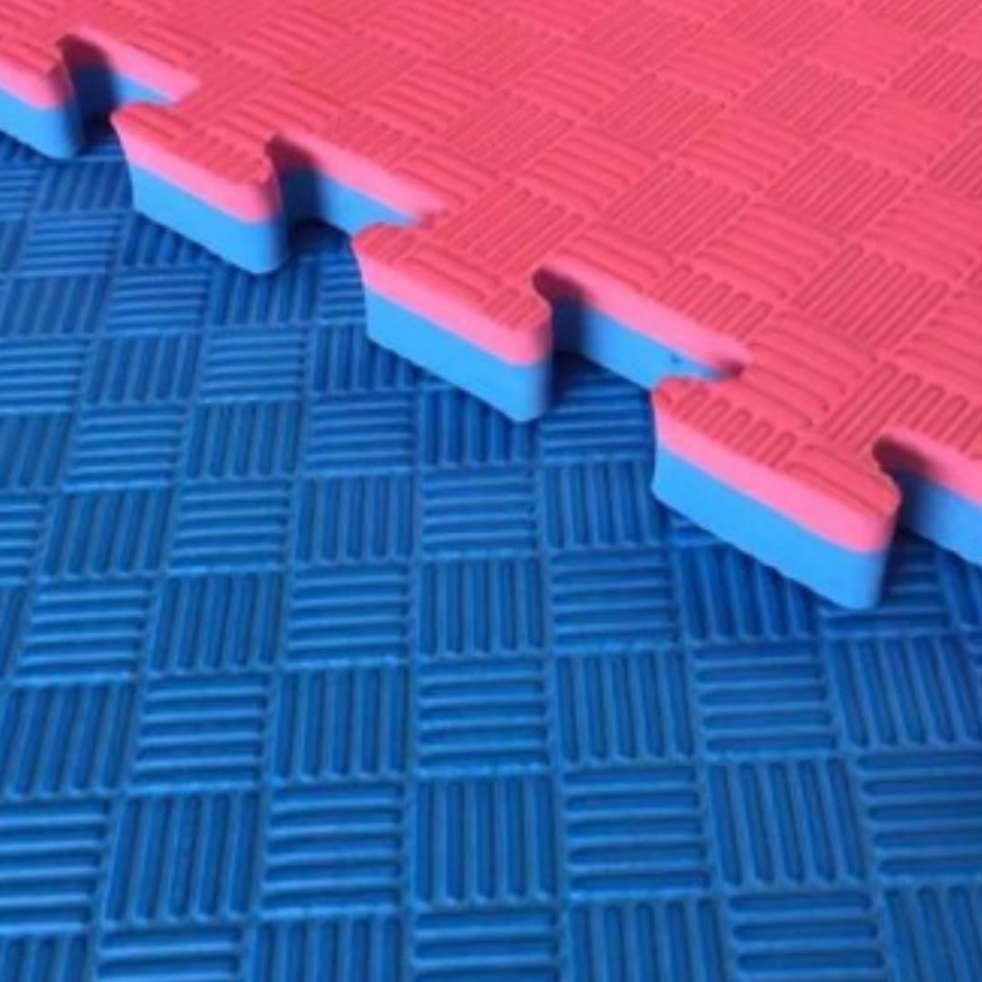 Tapis de gym Tatami 4 Pack 100 x 100 x 2 cm Eva Sol anti-traumatisme rouge/bleu