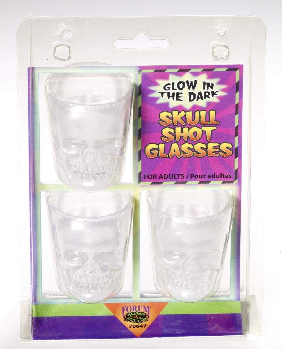 Glow in the dark skull shot glasses pour déco de table Halloween et vaisselle festive
