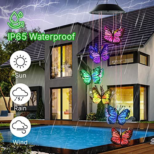 Wind Chimes For Outside, Aveki Butterfly Solar Wind Chime Waterproof Led Color-Changing Wind Chimes Solar Powered Lights For Home Garden Christmas Decoration Gifts… #TOP3