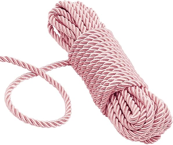 KuTi Kai All Purpose Rope 8 mm 10M - 32 Feet Length Strong Multifunctional Soft 100% Nylon Rope Natural Twisted Durable Long Ropes (Pink) - Pink