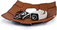 MSJGA Reversible Brown & Black PU Leather Valet Tray for Men - Key Wallet Holder Organizer for Entryway Nightstand Desk 9.8x9.8x2"