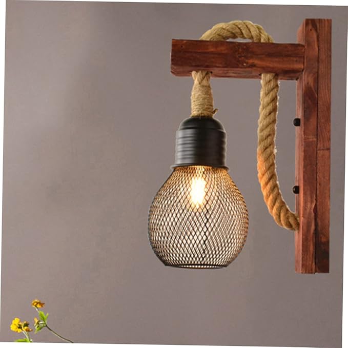Gadpiparty Gadpiparty kroonluchter henneptouw wandlamp buiten lampen wandkandelaars verlichting hanglampen binnen slaapkamer wall lamp bed muur licht touw licht hout kunst touw lamp Bamboe photo 3