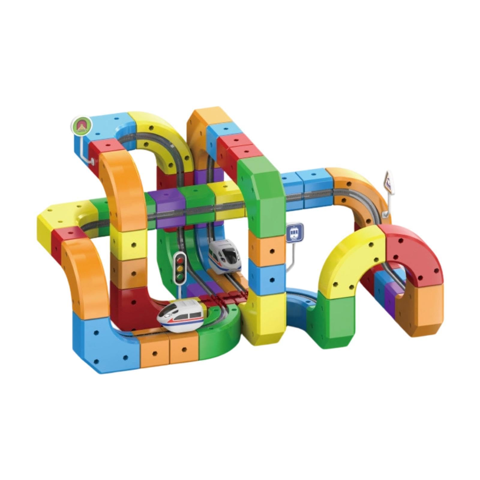 Mini Set Pista Treno Elettrico Giocattolo Costruzione Accessori Creativi Materiale Sicuro Giocattolo Flessibile Adatto per Bambini Genitori Casa Regal, 123 Pezzi