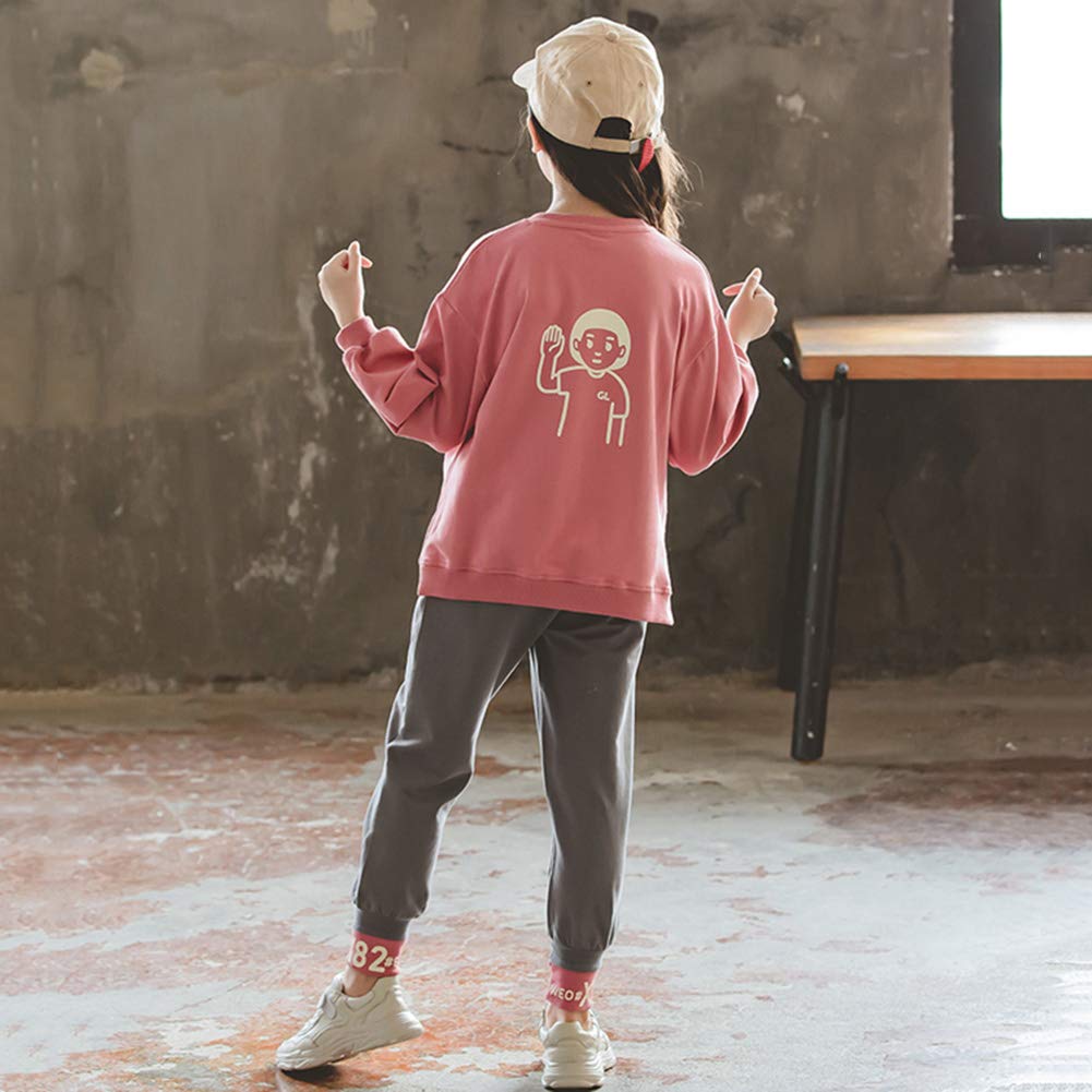 Chándal para niña y niños, 2 unidades de ropa deportiva, monocolor, primavera, informal, chándal, rojo, 152 cm