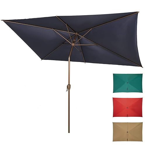 Ogrmar 6.5x10ft Patio Umbrella Rectangular Outdoor Table Umbrella with Crank