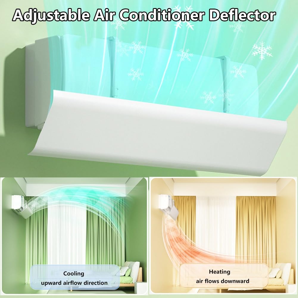 Regolabile Deflettore Condizionatore Domestico con Filtro Impermeabile | Deflettore Telescopico da 90/100/110 cm, Scudo Del Condizionatore Anti-getto Diretto per a Parete(110X20CM/43X8IN)