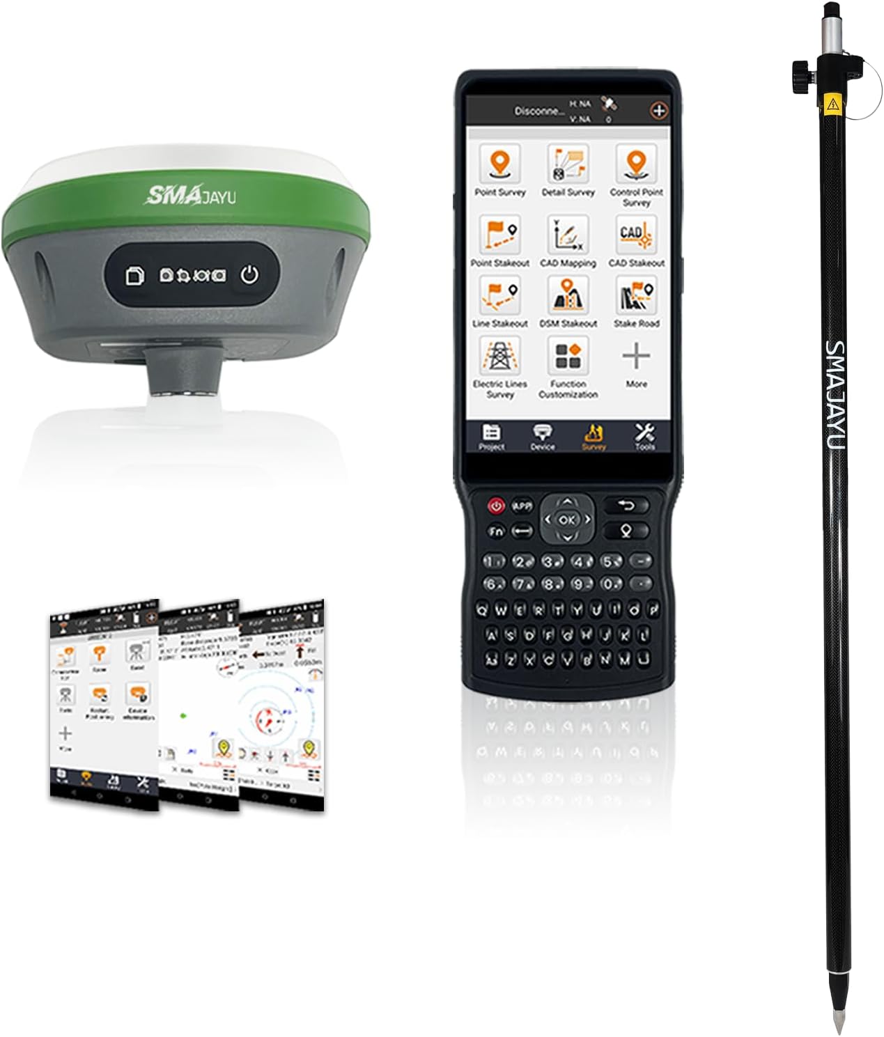 SMA26 Pro Rover GNSS Receiver RTK Surveying System with Controller and Software, Work as Base Station for Drones,10000mAh,32GB,4G/BT/WiFi,Ideal for Construction & Engineering(Include Pole)