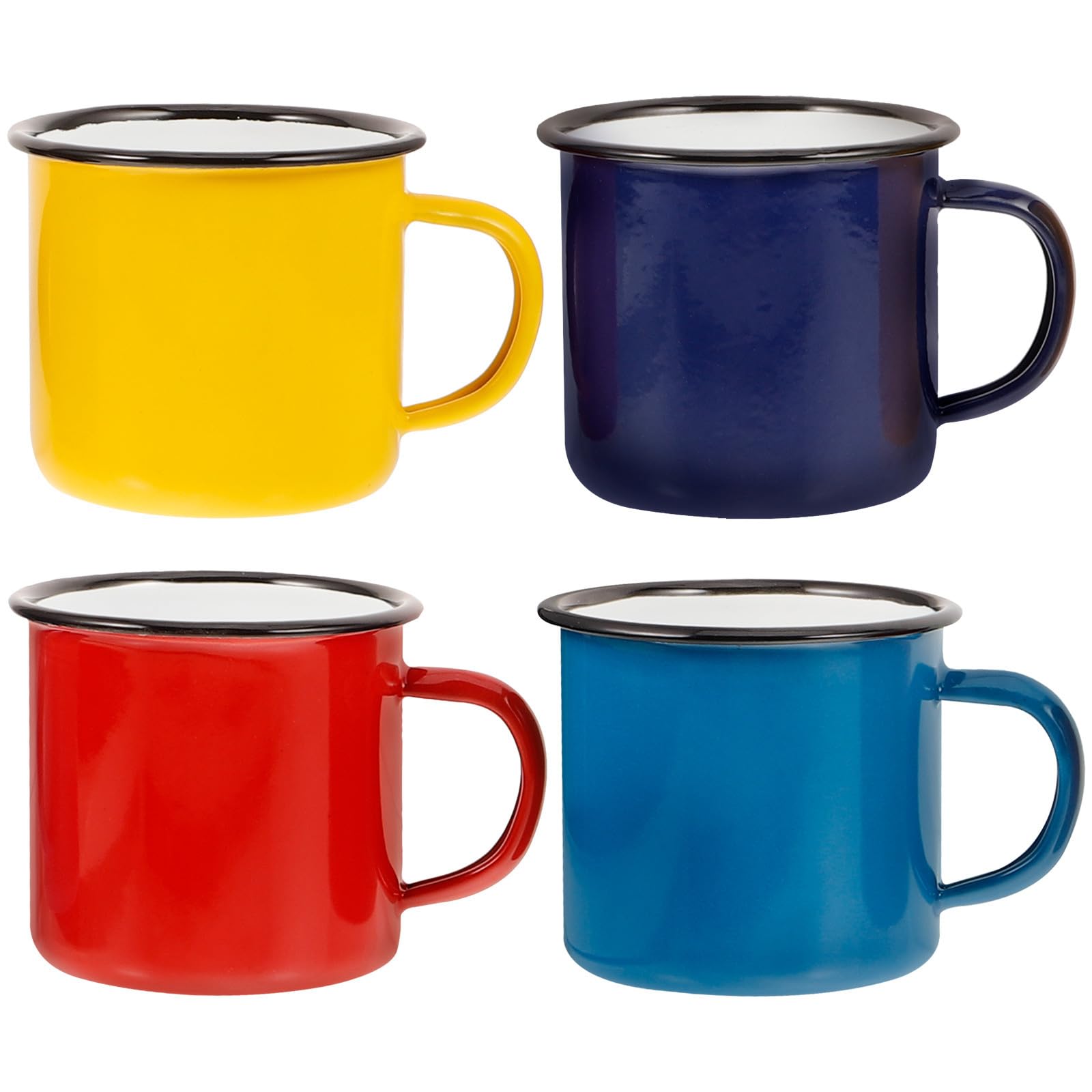 4 Stück Vintage Emaille Becher 350ml Robuster Campinggeschirr Kaffeebecher Praktisches Design Einfach zu Reinigen für Outdoor und Frühstück