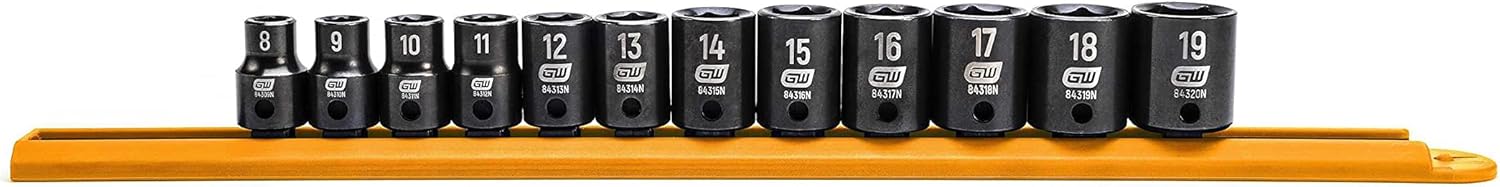 GEARWRENCH 12 Pc. 3/8" Drive 6 Pt. Standard Impact Socket Set, Metric - 84911N