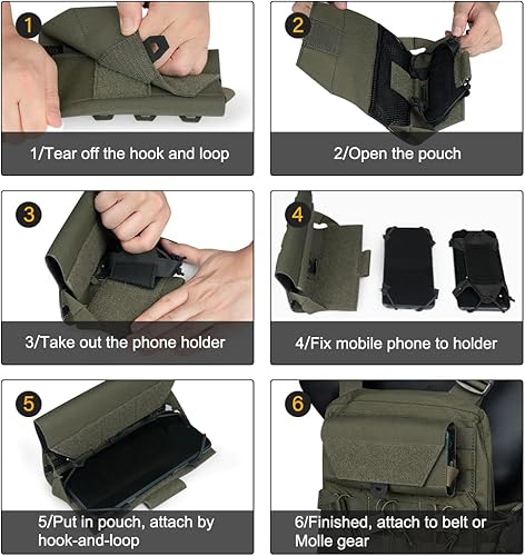 Miniatura 6 de IDOGEAR Bolsa táctica Molle para teléfono celular con múltiples camuflaje para chaleco, placa Molle, utilidad, bolsa pequeña militar, soporte para