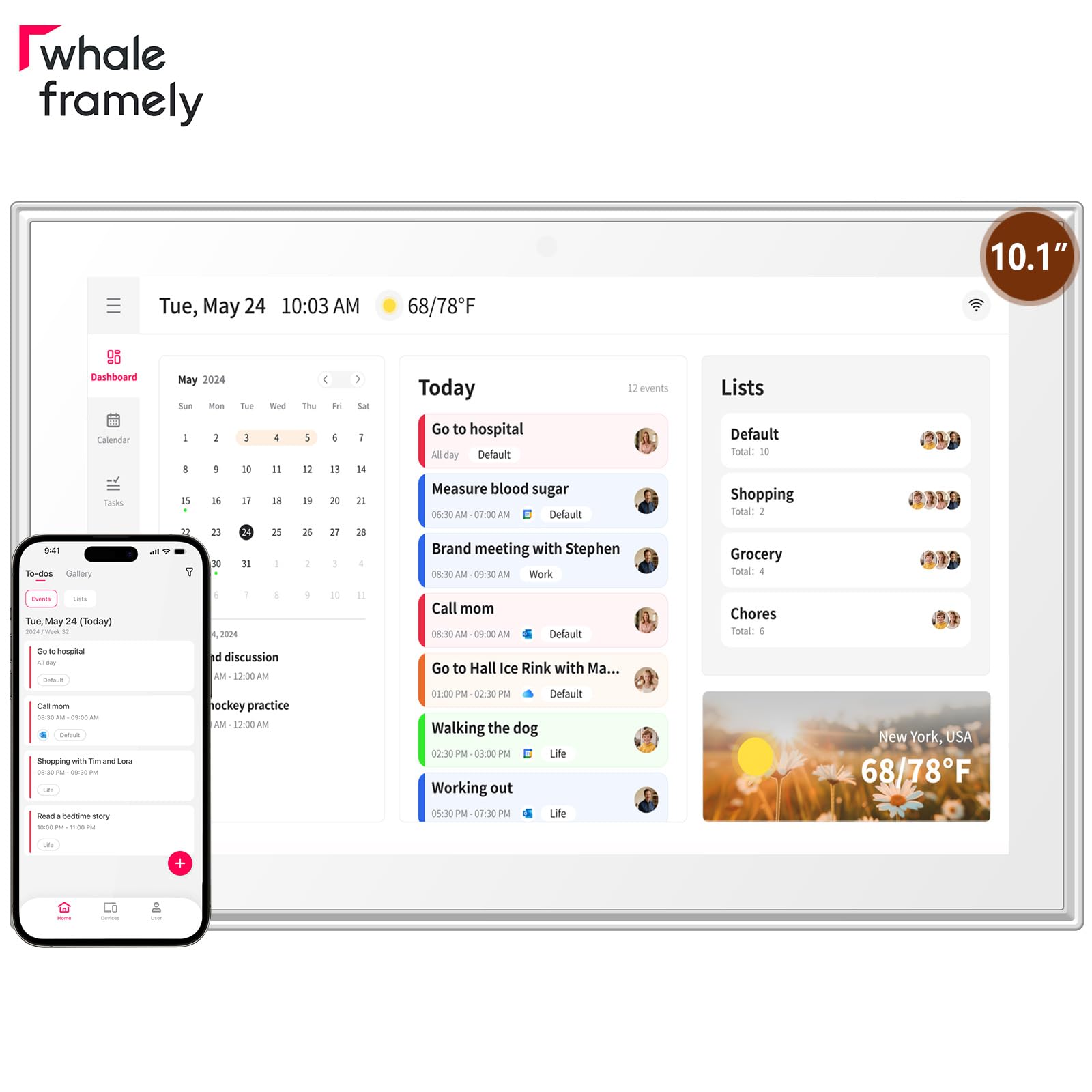 Whale Framely 10.1 Inch Digital Wall Calendar