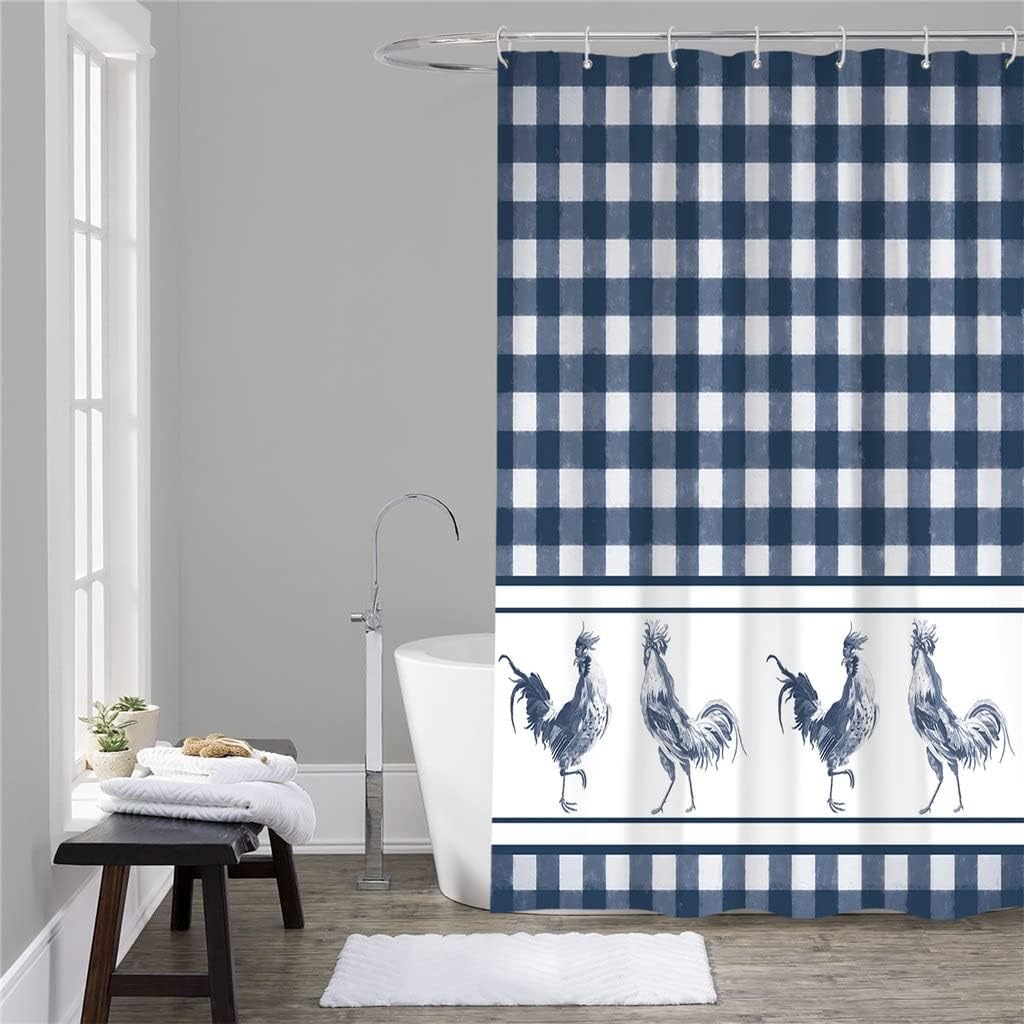 Farm Plaid Watercolor Retro Shower Curtains Waterproof Polyester Bath Curtain Bathroom Decor