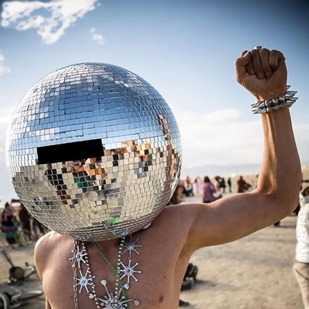 Srebrna brokatowa kula, kask z kulą dyskotekową, kask z lustrzaną kulą, kolorowy hełm z kulą dyskotekową ze światłami na dyskoteki, imprezy, DJ-e, sceny i wesela