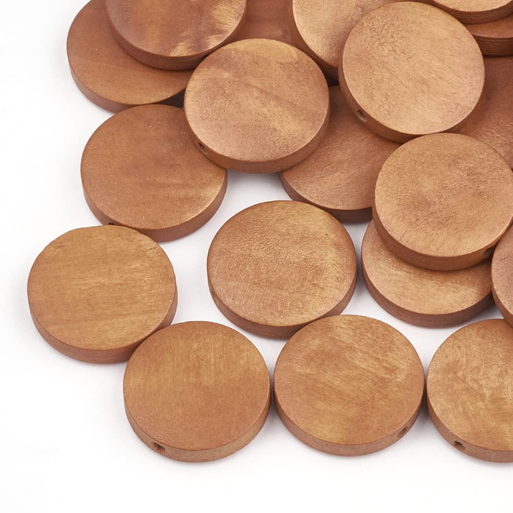 Cheriswelry 500pcs Wooden Coin Beads 20mm Flat Round Wood Circle Discs Beads Spacer Slices Beads for Garland Craft Jewellery Making, Hole: 2mm