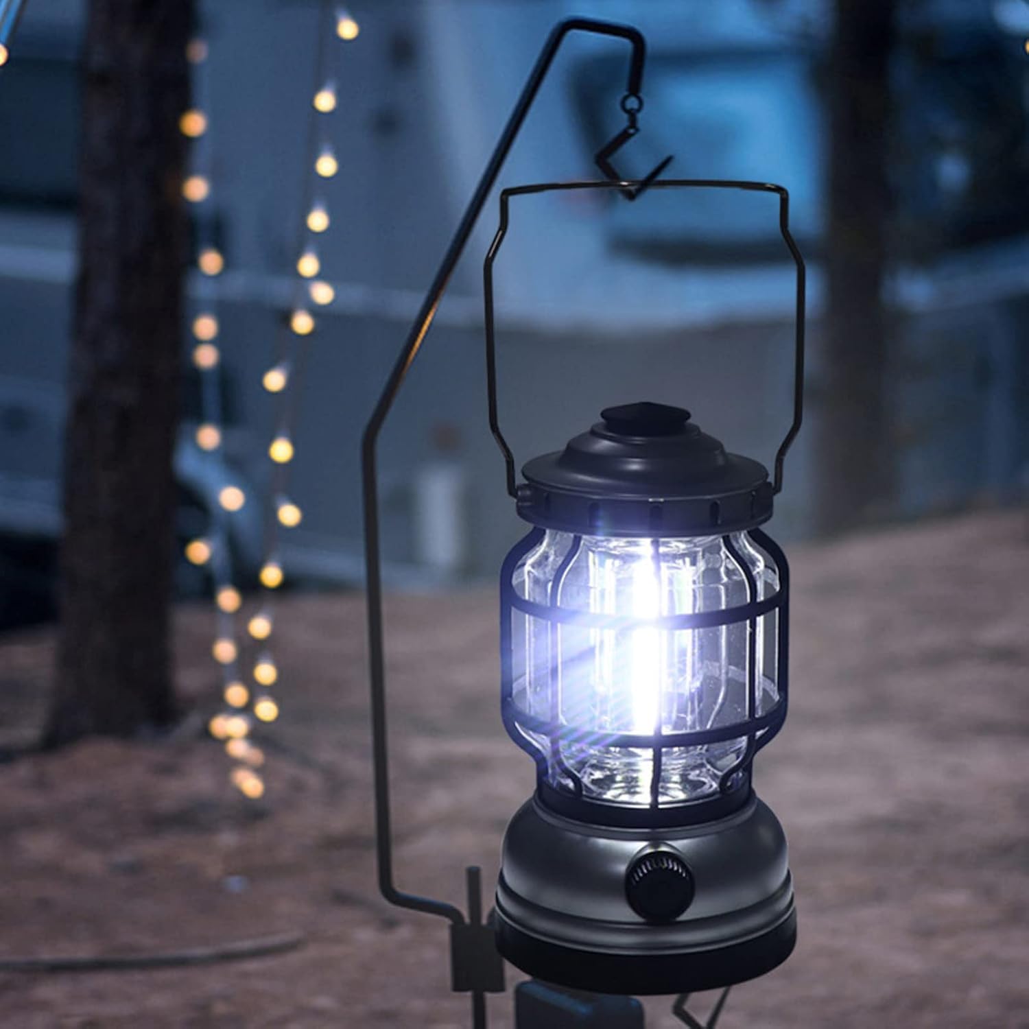 5 Pezzi Lanterna da Campeggio Multifunzione - Ricaricabile Solare e USB, 2 Modalità di Illuminazione - CW976-5PZ (Argento)