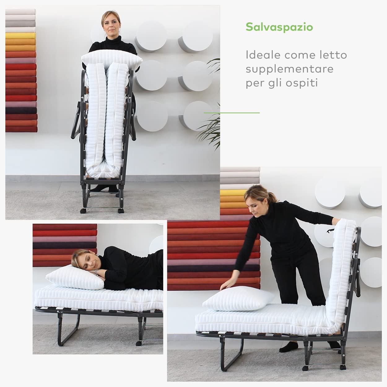 EVERGREENWEB - Lit Pliant avec Memory Foam Matelas 12 cm de Haut, Base à Lattes en Bois Simple 80 x 190, avec Oreiller Gratuit - Lit économique et spacieux avec Roues