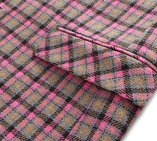 Mens Jacket Plaid Casual Slim Fit Blazer Vintage Stylish Two Button Single Breasted Sport Coat Daily Wear Us Size 42 (Label Size 5Xl) Pink #TOP5