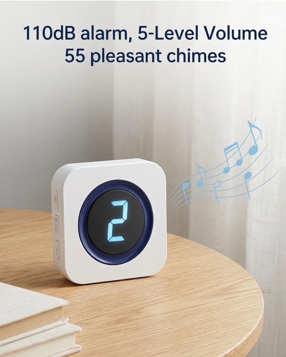 Caregiver Pager Wireless Emergency Button with SOS Alert for Seniors at Home, Digital Display(1-9), 55 Melodies, 1000+ Feet Range, 110dB Loud Volume for Home Care Life, 2 Transmitters & 1 Receiver