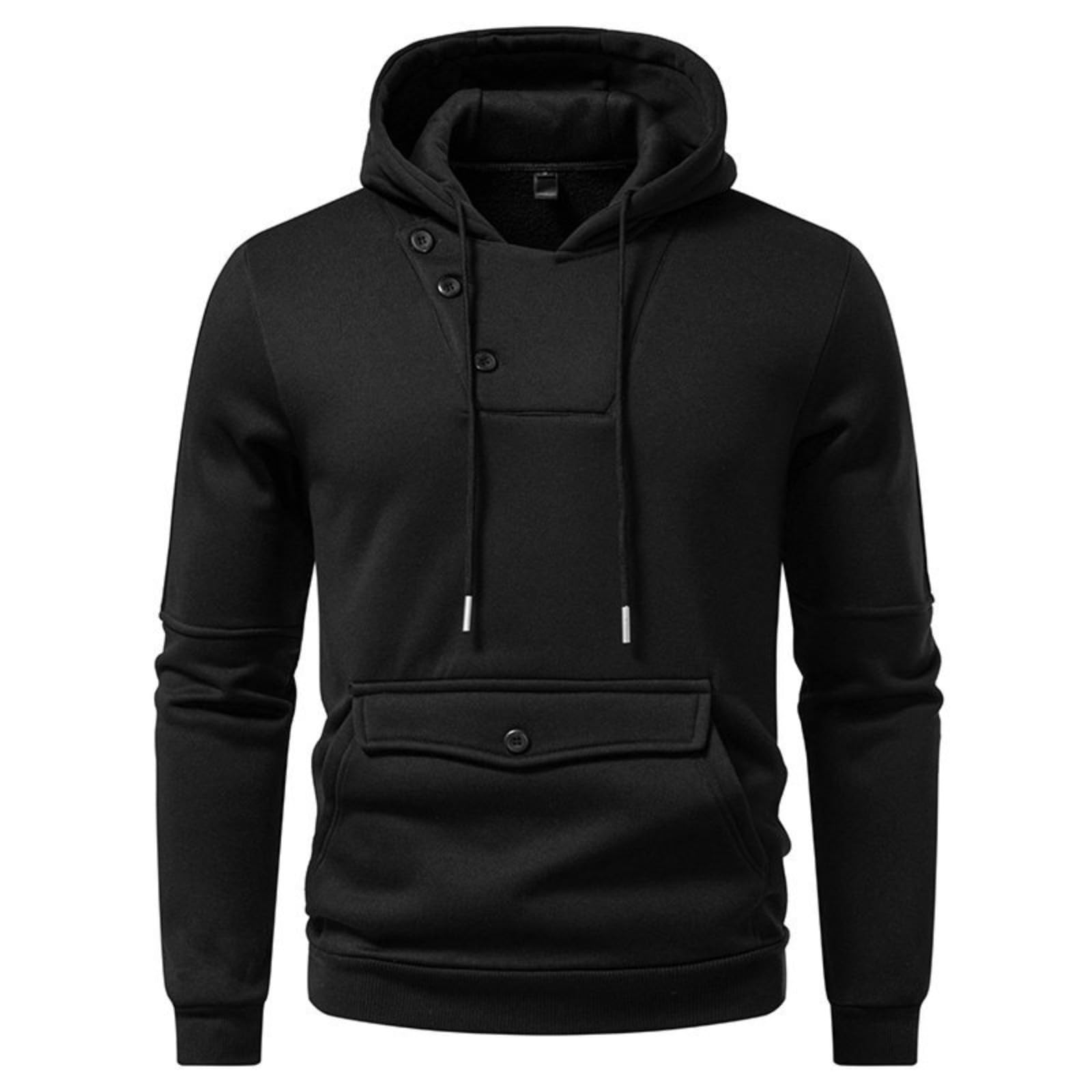 Camiseta Ajedrez Sudadera con Capucha Abotonada para Hombre Múltiples Bolsillos Ajustables Y Corte Regular Ligero. Ropa De Verano (Black, S) Caza Trabajo Playa Oversized Gym Kit Pesca