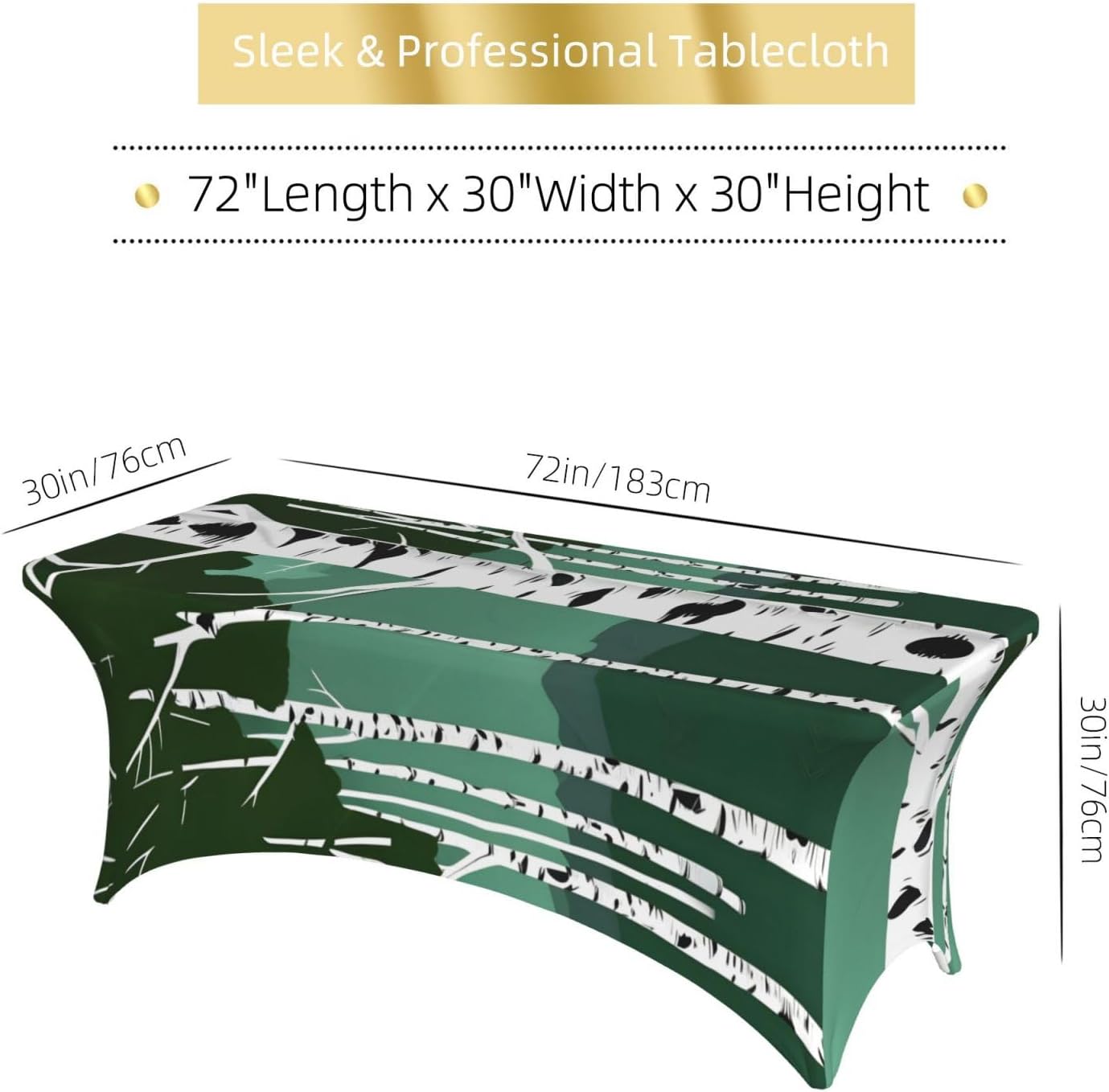 Birch Trees Print Table Cover Rectangular Tablecloth for 6-Foot Tables for Wedding Banquets Outdoor