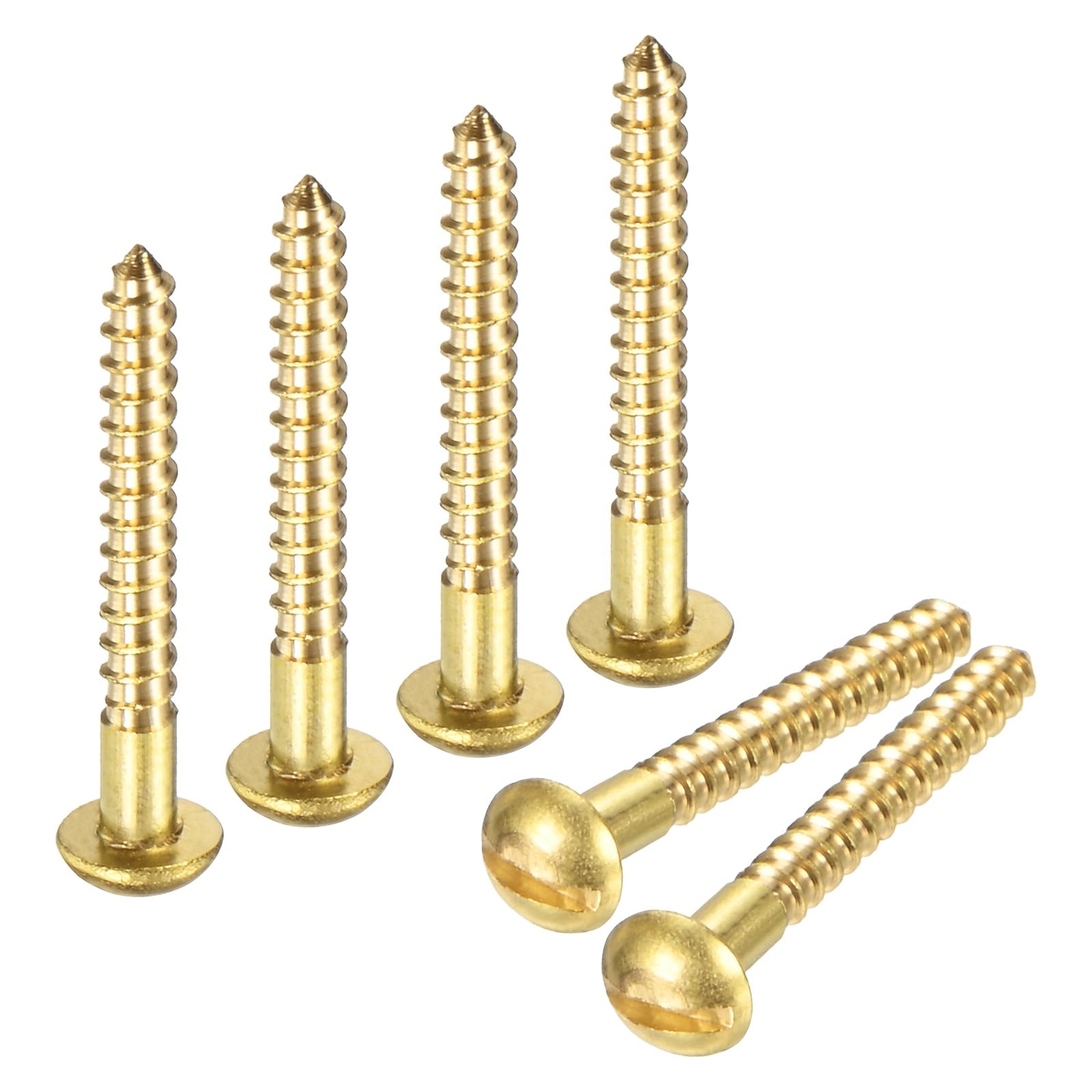 M METERXITY Wood Screws (M2.5 x 20mm, Brass) 60 Pcs - Slotted Round Head Self-Tapping Screw Apply to Woodworking/Furniture/Appliances Repair/Industry/Gardening