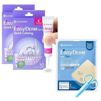 EasyDerm Quick Calming Patches20 Patches and Thin Hydrocolloid Large Wound Dressing 4x4 2 Dressings