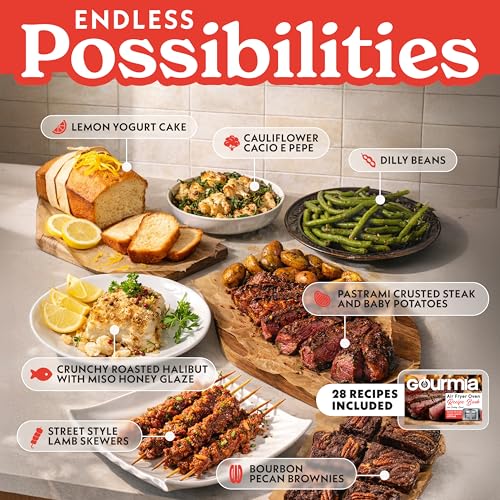 Image of Gourmia Air Fryer French Door Toaster Oven - 6-Slice Capacity, LED Display with 19 Cooking Presets, Stainless Steel