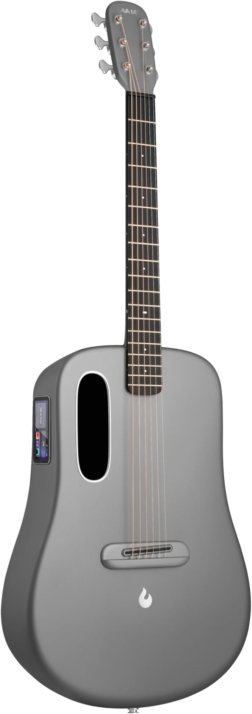 LAVA ME 4 Electro-Acoustic Guitars Carbon Fiber Travel Smart Audio Guitar with 3.5 inch TouchScreen, HILAVA 2.0 System, Right-handed, FreeBoost 3.0, Airflow Guitar Bag (36" Space Gray)