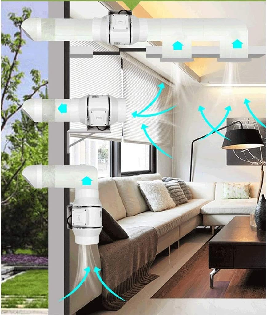 Inline Fan - Exhaust Duct Fan, Pre-Wired Grounded Cord - Great Use in Grow Tent with Carbon Filters, Light Fixtures, Intake. Fits Ducts.