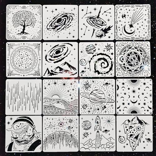 Amazon.com : XYQHOAC 16pcs Star and Planet Stencils Small Moon Stencils ...
