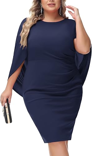 Hanna Nikole Vestidos de gasa para mujer, talla grande, con volantes, estilo midi, bodycon