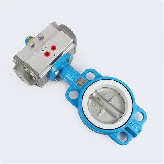 Pneumatic Butterfly Valve DN40-DN400 Wafer Type Pneumatic Valve automatic valve for Liquid/Gas/Water/Oil(Size:DN40)