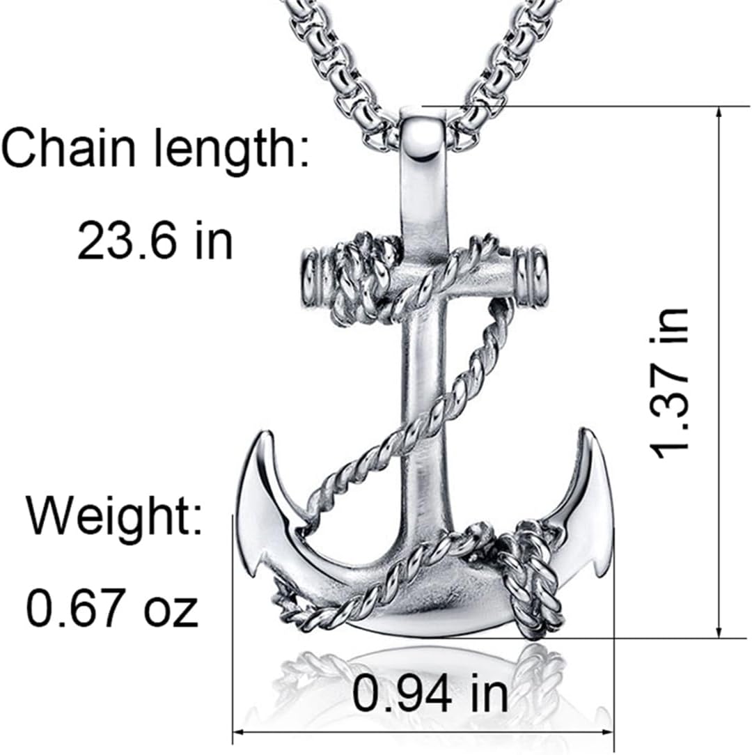 Anchor Necklace for Men,Vintage Pirate Necklace,Gothic Stainless Steel Pendant,Punk Anchor Chain Jewelry for Women