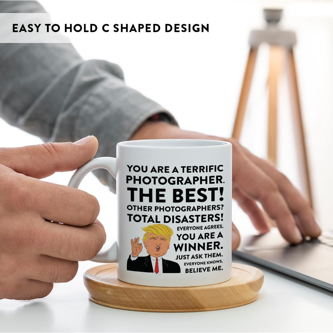 Andaz Press 11oz. Funny President Trump Coffee Mug, Photographer, 1-Pack, Includes Gift Box, Christmas Birthday Graduation Novelty Drinking Cup Gift Idea
