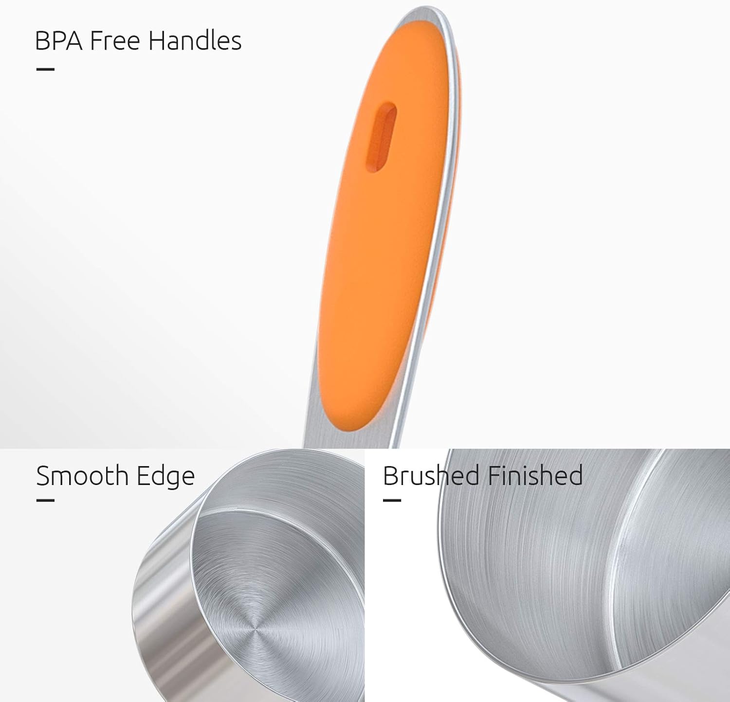 U-Taste 18/8 Stainless Steel Measuring Cups and Spoons Set of 10 and 12.6in Stainless Steel Danish Dough Whisk (Orange)