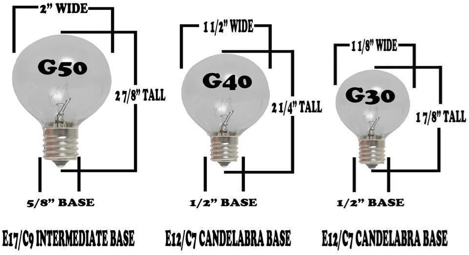 Novelty Lights 100' Warm White LED G50 Globe Outdoor String Lights, Suspended, Commercial Grade, Backyard Garden Gazebo, Cafe Market Patio Lights, White Wire, 80 Sockets