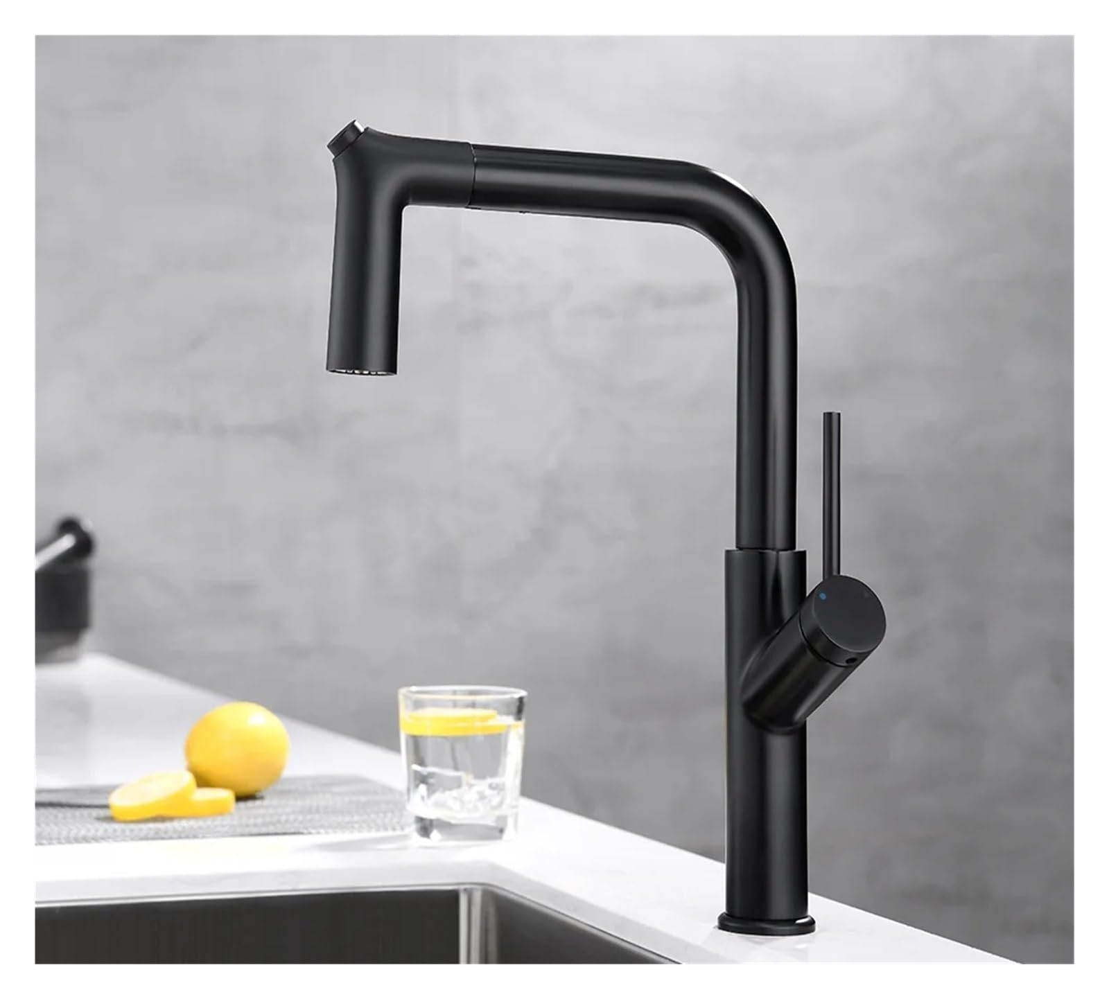 Robinet de cuisine pivotant 360 avec pulvérisateur à jet et mitigeur chaud froid noir