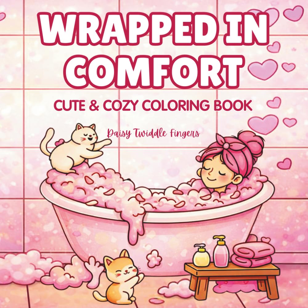 Wrapped in Comfort - Cute & Cozy Coloring Book: Relax & Unwind with Bold & Easy Self-Love Scenes, Cozy Pets & Pretty Patterns - Perfect for Adults and