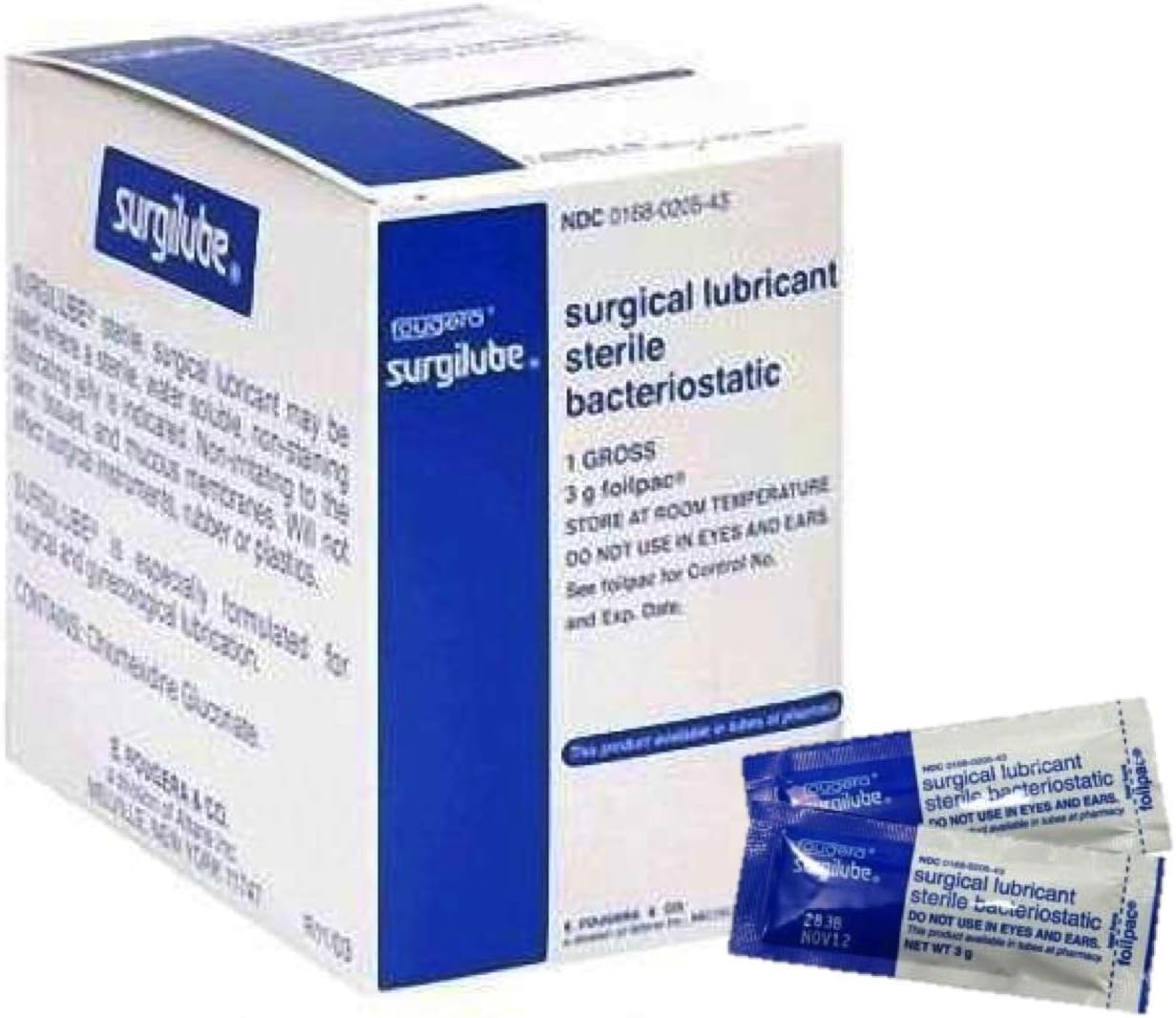 Fougera Surgilube Lubricating Jelly - Sterile - 3 gm Foilpac - Box of 144