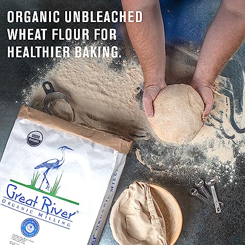 Great River Organic Milling Organic Whole Wheat Bread Flour | Artisan Bread Flour for Baking | All Purpose Wheat, Unbleached, Unbromated, Non-GMO, Kosher | 25 Lb (Pack Of 1)