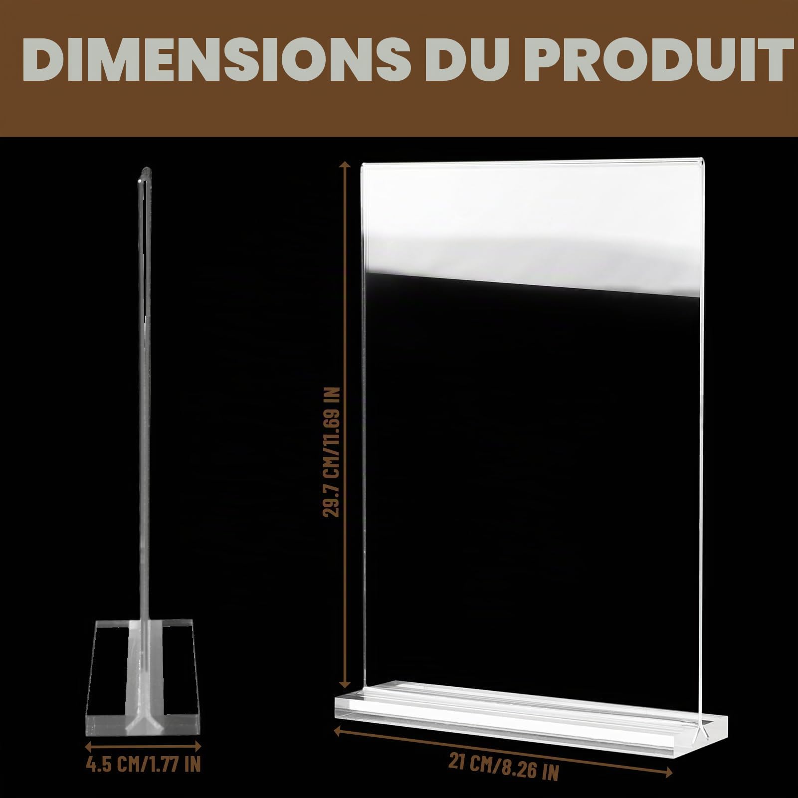 6 Pièces Présentoir de Table A4 - Porte Affiche - porte menu - Présentoir en Acrylique Transparent pour Menus,publicité,cadre photo,affichage,restaurant