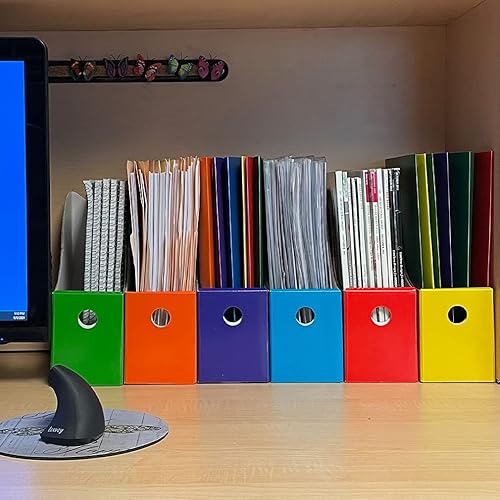 Miniatura 7 de Evelots Organizador de archivos de revista (paquete de 12) mejorado plegable frontal, extra estable, 6 colores