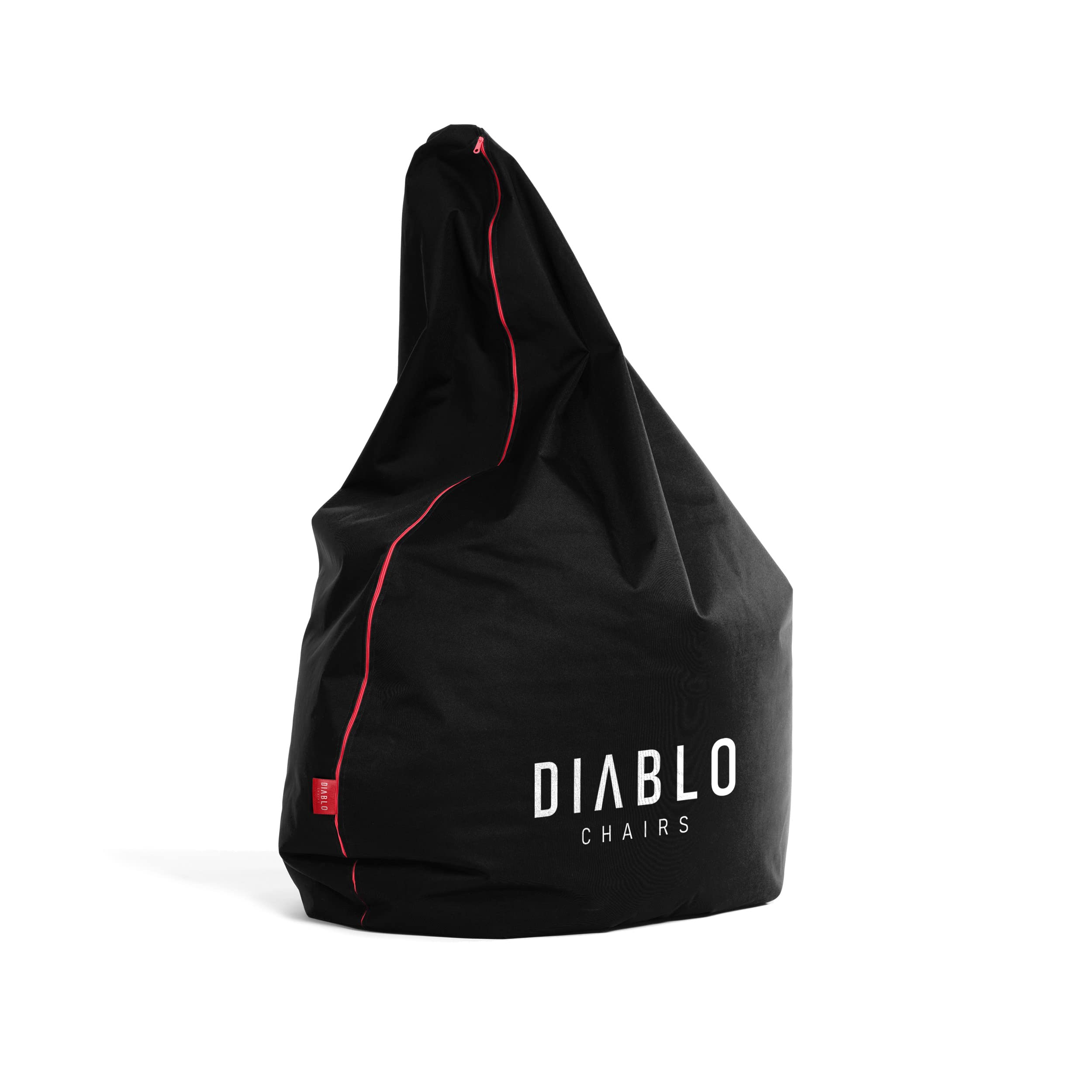 Diablo Pouf Poire Gaming XXL Beanbag Pouf avec Remplissage pour Adultes et Enfants Salon avec des Perles EPS Polyester 110 cm x 100 cm (Noir)