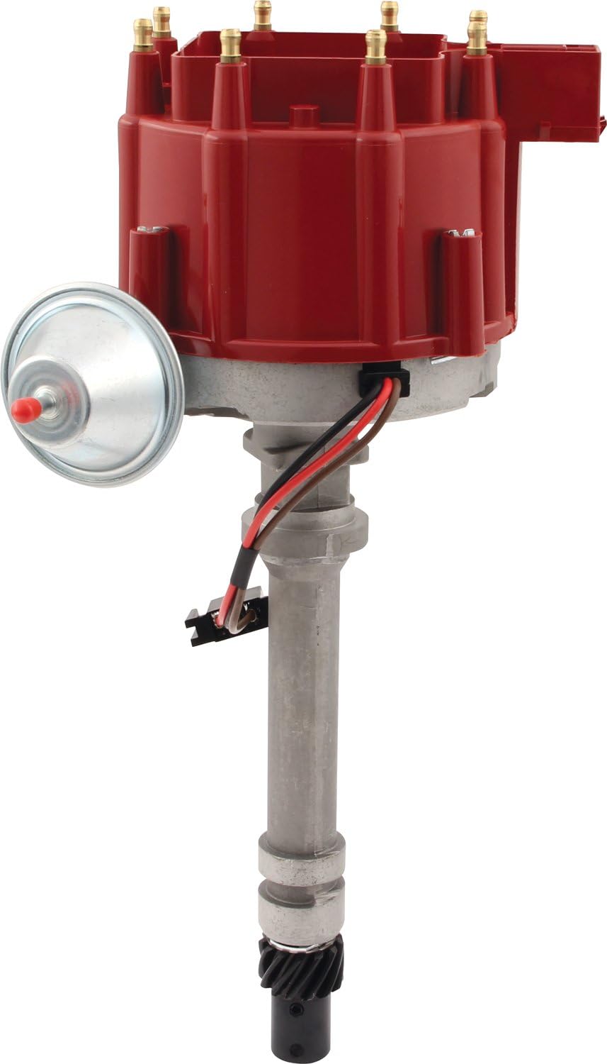 Proform 66940RC Vacuum Advance HEI Distributor with Steel Gear and Red Cap for Chevy
