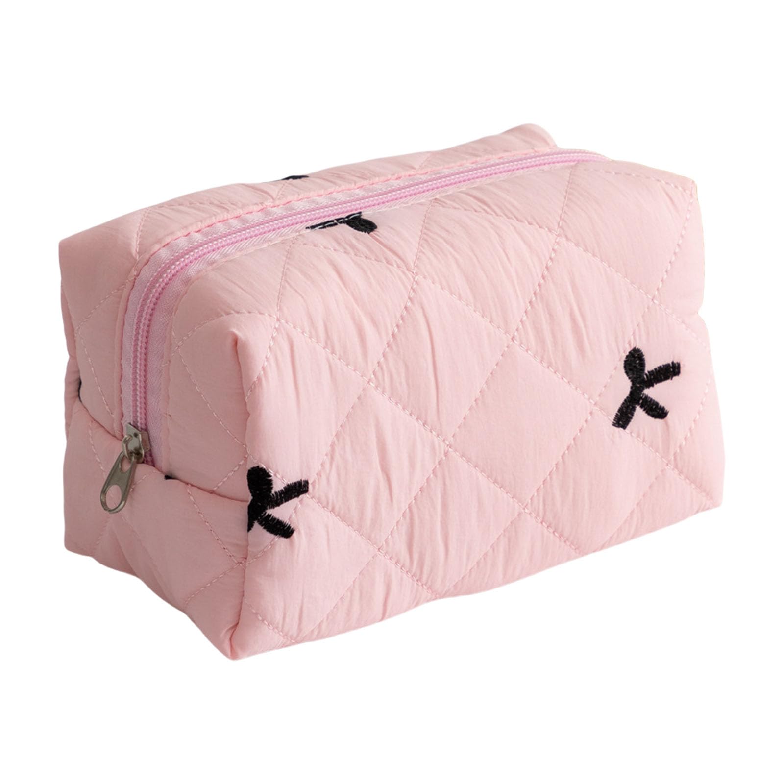Kalttoy Women's B Tone Quilted Cosmetic Ag With Owknot Detail Lipstick Holder Makeup Accessories Storage Container For Soft Tone Lipstick Holder