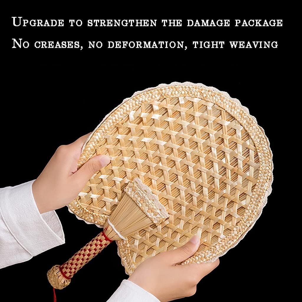 Hand-Woven Straw Classic Folding Fan, Traditional Summer Hand-cranked Folding Fan, Plantain Folding Fan Home Ceremonial Decorative Folding Fan (Color: A)