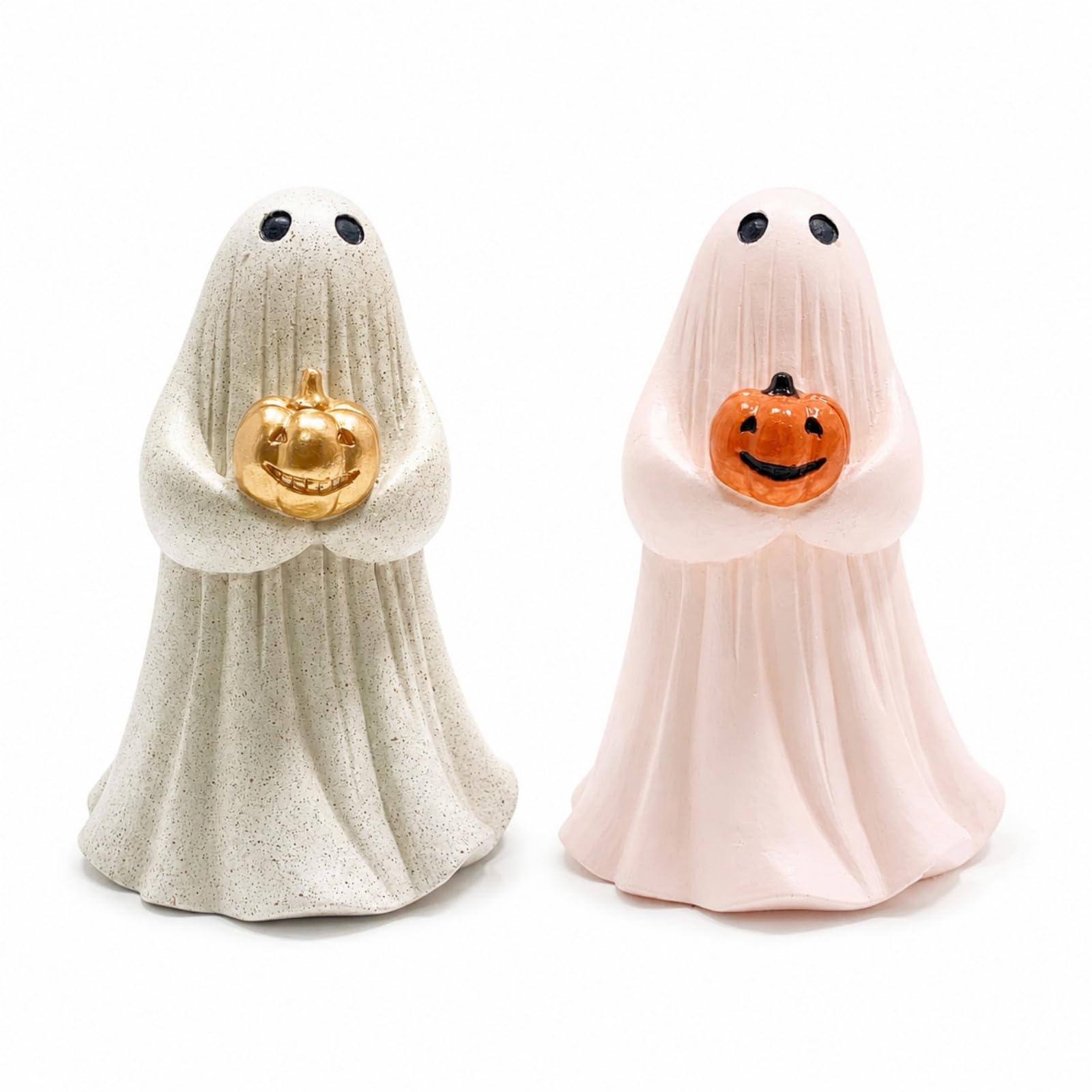 2 Pezzi Statuetta Fantasma con Zucca Decorativa Spettri con Zucca Piccole Decorazione per Halloween
