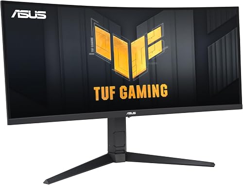 ASUS TUF Gaming VG34VQL3A Curved Monitor – 34 inch WQHD (3440 x 1440), 180Hz, 1500R, Curved design, Extreme Low Motion Blur, Freesync Premium Pro, 1ms (GTG), 125% sRGB, DisplayHDR 400 - 9